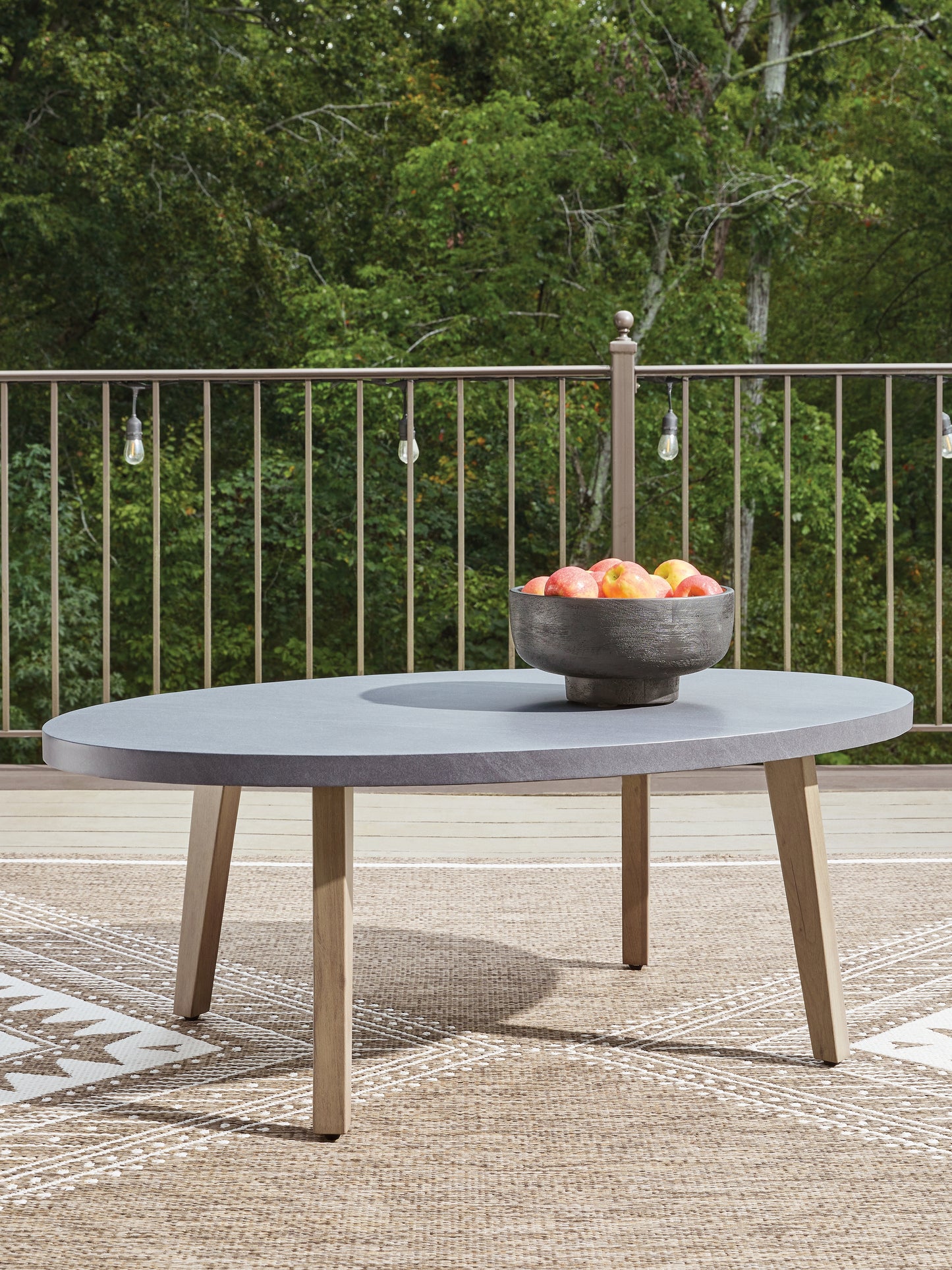 Orange Furniture Outlet - Ashley Furniture - Harmony Headlands Outdoor - Oval Cocktail Table / Natural/Gray - PCP428-701