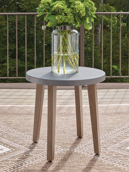 Orange Furniture Outlet - Ashley Furniture - Harmony Headlands Outdoor - Round End Table / Natural/Gray - PCP428-706