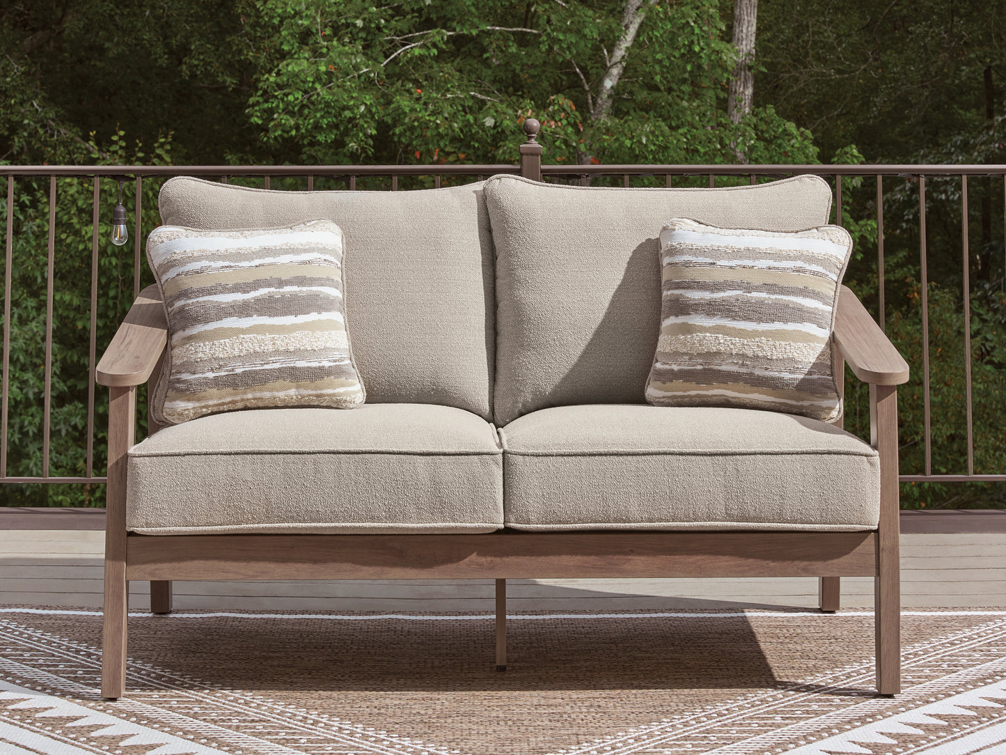 Orange Furniture Outlet - Ashley Furniture - Harmony Headlands Outdoor - Loveseat w/Cushion / Natural/Gray - PCP428-835