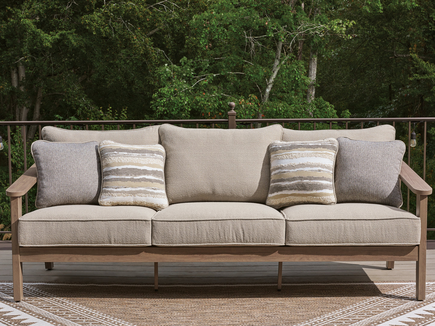 Orange Furniture Outlet - Ashley Furniture - Harmony Headlands Outdoor - Sofa with Cushion / Natural/Gray - PCP428-838