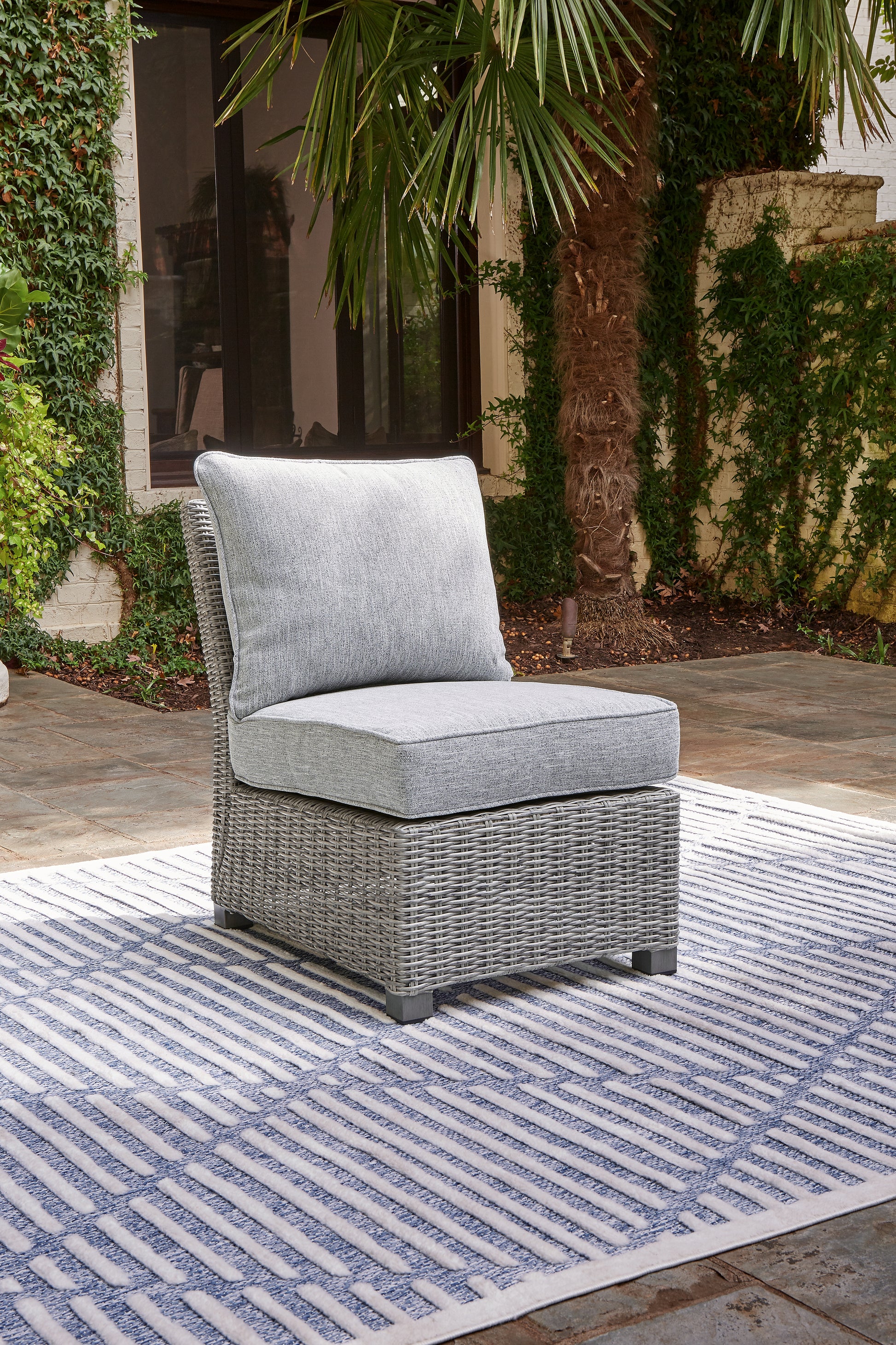 Orange Furniture Outlet - Ashley Furniture - Naples Beach Outdoor - Armless Chair w/Cushion (1/CN) / Light Gray - P439-846