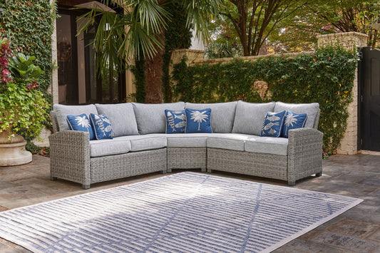 Orange Furniture Outlet - Ashley Furniture - Naples Beach Outdoor - 4-Piece Outdoor Sectional / Light Gray - P439P2
