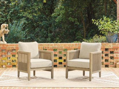 Orange Furniture Outlet - Ashley Furniture - Spooners Cove Outdoor - Lounge Chair w/Cushion (Set of 2) / Beige - PCP469-820