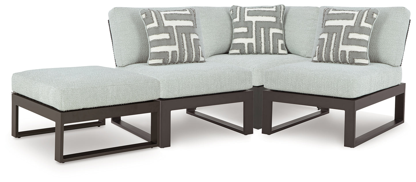 Orange Furniture Outlet - Ashley Furniture - Beachloft Outdoor - 4-Piece Outdoor Sectional / Black/Gray - P490P7