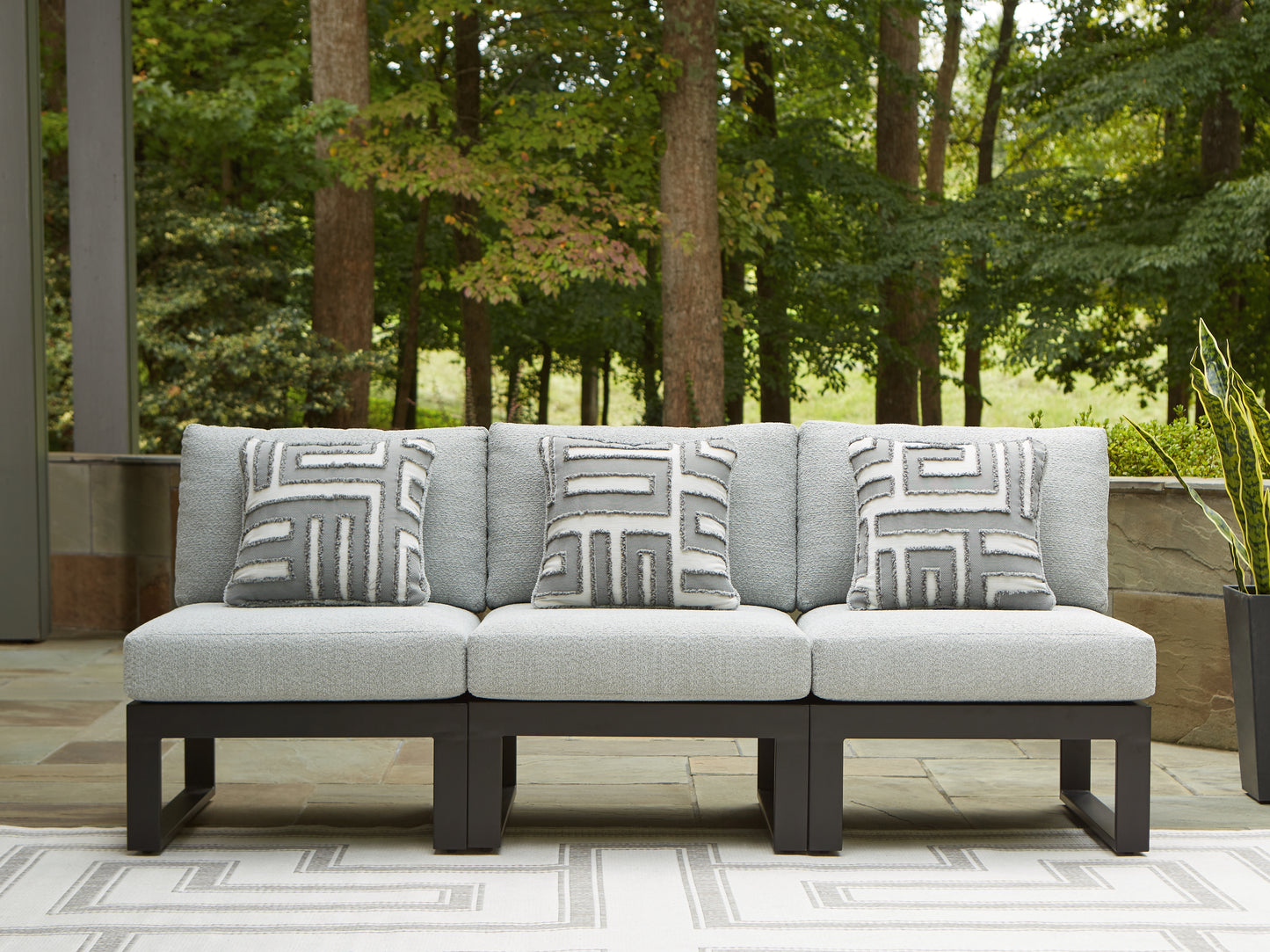 Orange Furniture Outlet - Ashley Furniture - Beachloft Outdoor - 3-Piece Outdoor Sectional / Black/Gray - P490P6