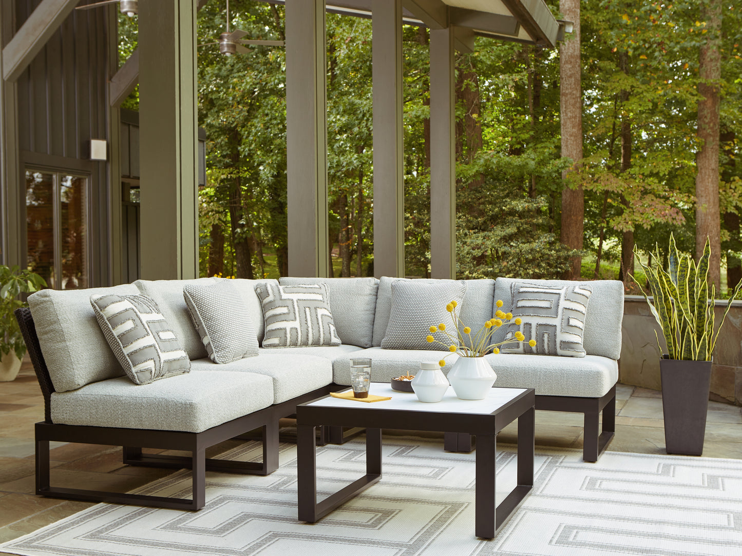 Orange Furniture Outlet - Ashley Furniture - Beachloft Outdoor - 6-Piece Outdoor Sectional / Black - P490P1