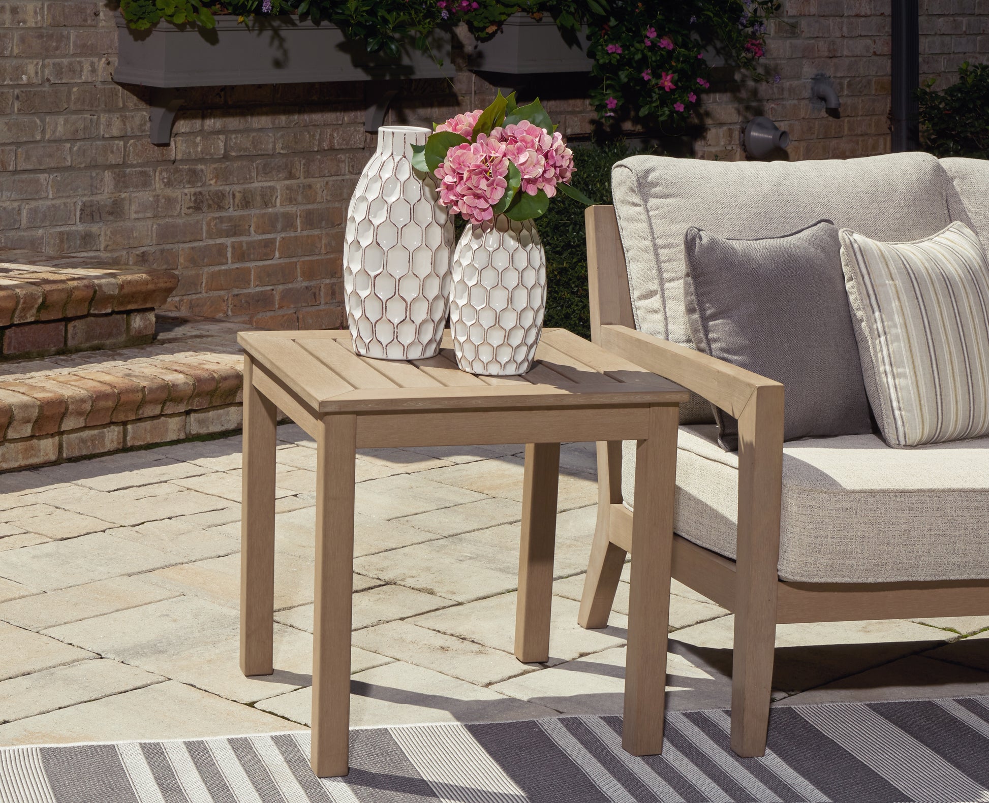 Orange Furniture Outlet - Ashley Furniture - Hallow Creek Outdoor - Square End Table / Driftwood - P560-702