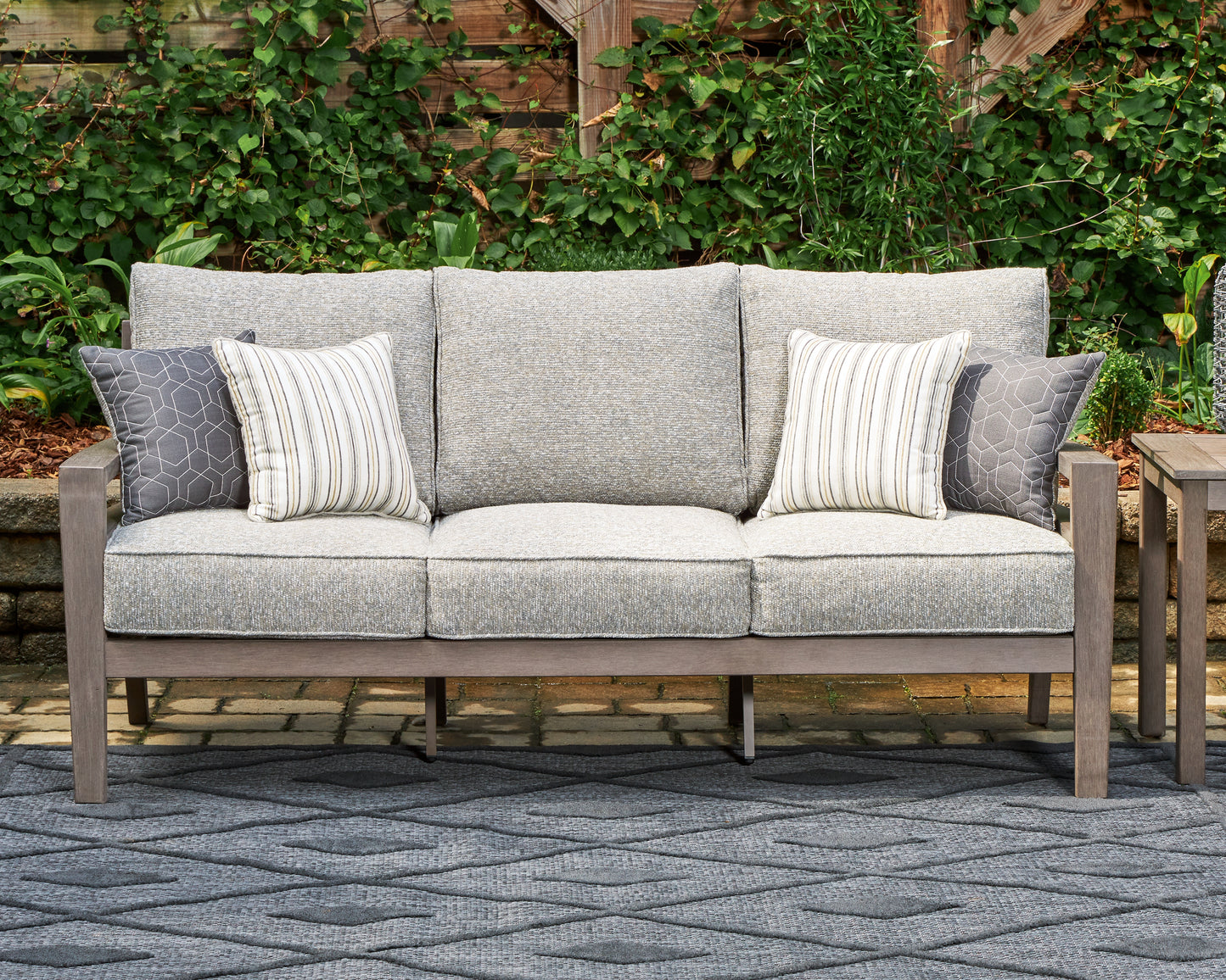 Orange Furniture Outlet - Ashley Furniture - Hillside Barn Outdoor - Sofa with Cushion / Gray/Brown - P564-838
