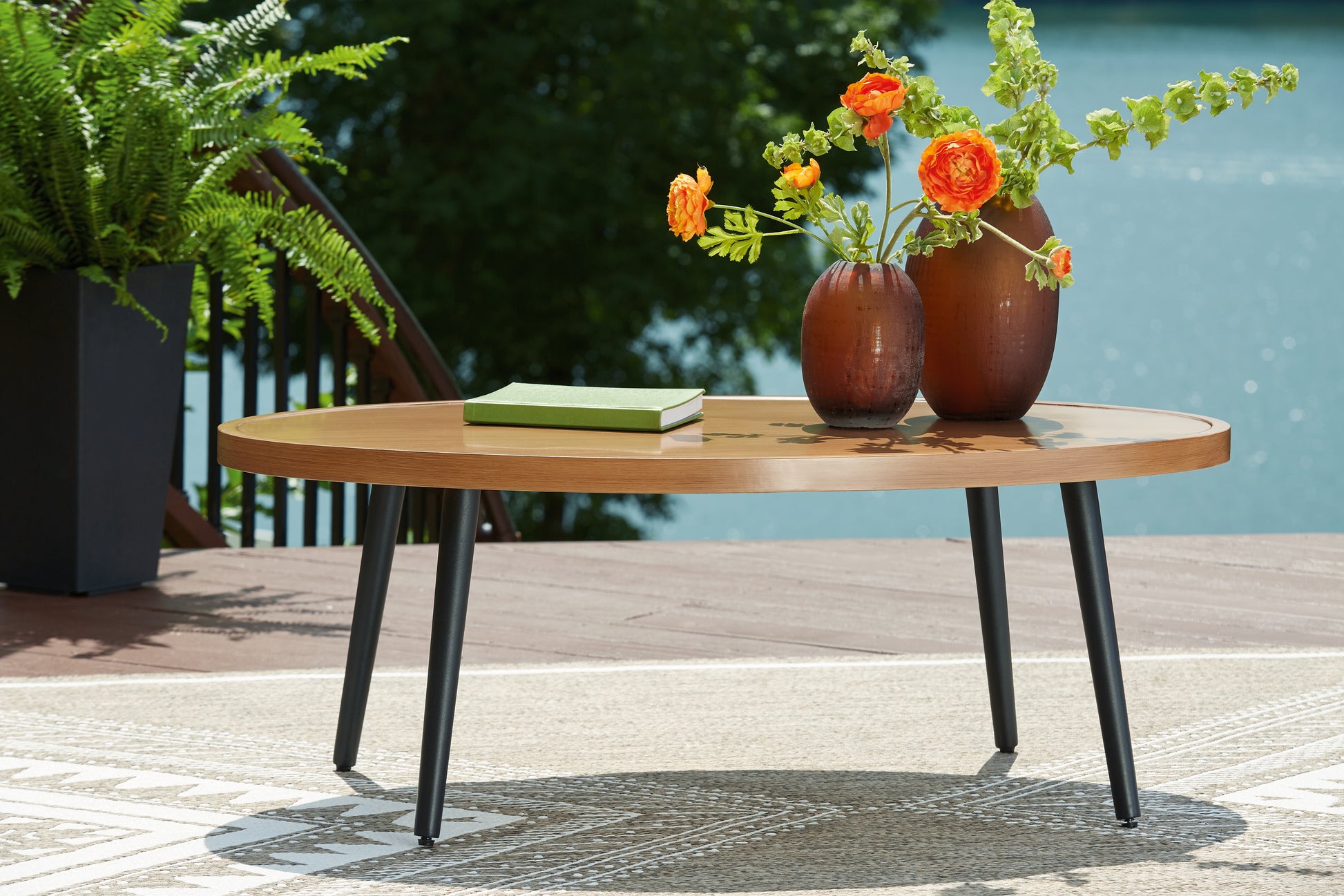Orange Furniture Outlet - Ashley Furniture - Horizon Hall Outdoor - Sofa with Cushion / Brown/Green - P572-838