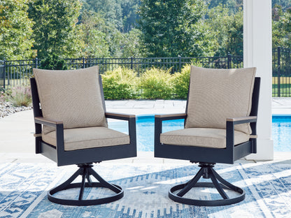 Orange Furniture Outlet - Ashley Furniture - East Beach Outdoor - Swivel Chair w/Cushion (Set of 2) / Navy Blue/Driftwood - PCP587-602A