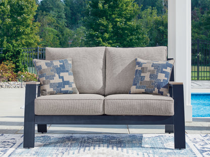 Orange Furniture Outlet - Ashley Furniture - East Beach Outdoor - Loveseat w/Cushion / Navy Blue/Driftwood - PCP587-835