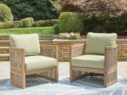 Orange Furniture Outlet - Ashley Furniture - Serena Shores Outdoor - Lounge Chair w/Cushion (Set of 2) / Beige/Green - PCP604-820