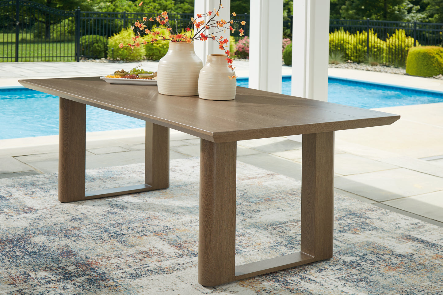 Orange Furniture Outlet - Ashley Furniture - Serene Bay Outdoor - RECT Dining Table w/UMB OPT / Dark Brown - P671-625