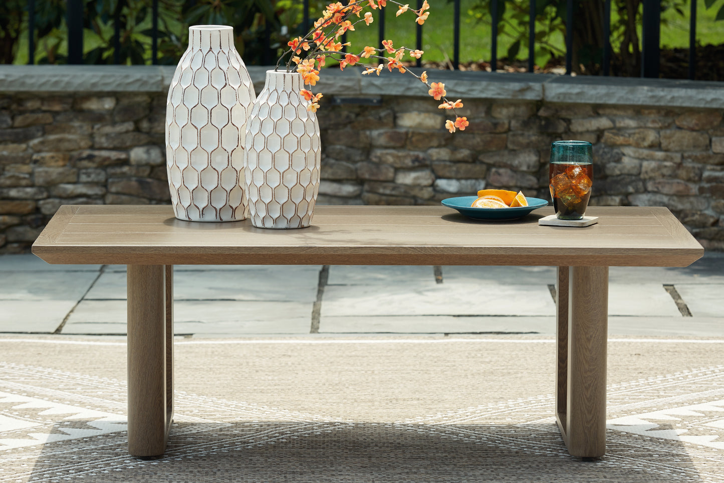 Orange Furniture Outlet - Ashley Furniture - Serene Bay Outdoor - Rectangular Cocktail Table / Dark Brown - P671-701
