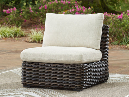 Orange Furniture Outlet - Ashley Furniture - Kimora Outdoor - Swivel Lounge Chair w/Cushion / Beige/Dark Brown - P711-810
