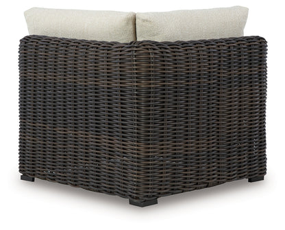 Orange Furniture Outlet - Ashley Furniture - Kimora Outdoor - Corner with Cushion / Beige/Dark Brown - P711-877