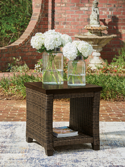 Orange Furniture Outlet - Ashley Furniture - Monterey Point Outdoor - Square End Table / Dark Brown - PCP760-702