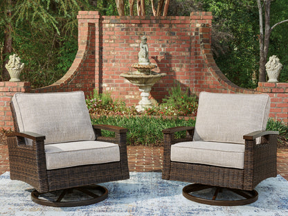 Orange Furniture Outlet - Ashley Furniture - Monterey Point Outdoor - Swivel Lounge Chair (Set of 2) / Dark Brown - PCP760-821