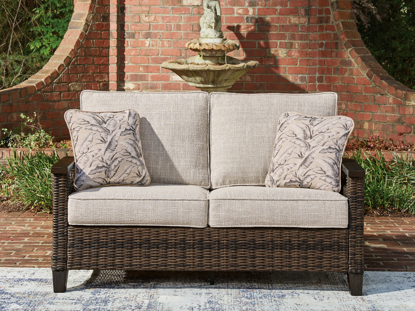 Orange Furniture Outlet - Ashley Furniture - Monterey Point Outdoor - Loveseat w/Cushion / Dark Brown - PCP760-835