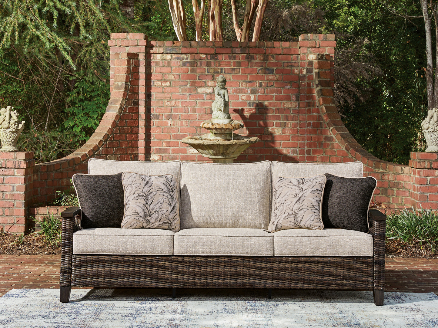 Orange Furniture Outlet - Ashley Furniture - Monterey Point Outdoor - Sofa with Cushion / Dark Brown - PCP760-838