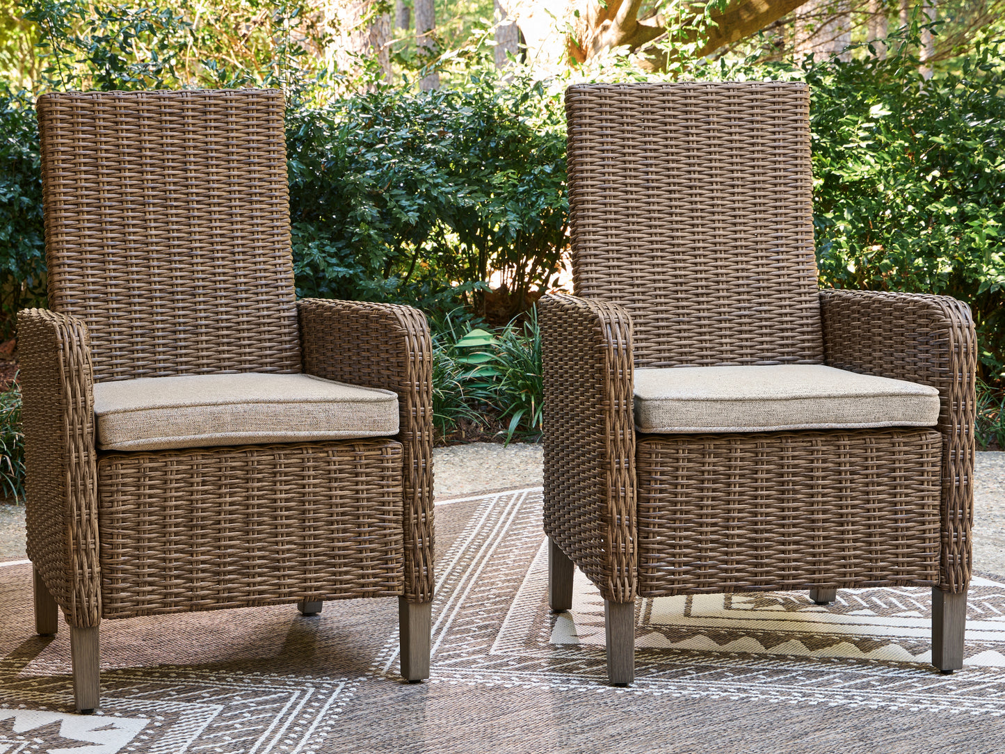 Orange Furniture Outlet - Ashley Furniture - Laguna Heights Outdoor - Arm Chair With Cushion (Set of 2) / Beige - PCP790-601A