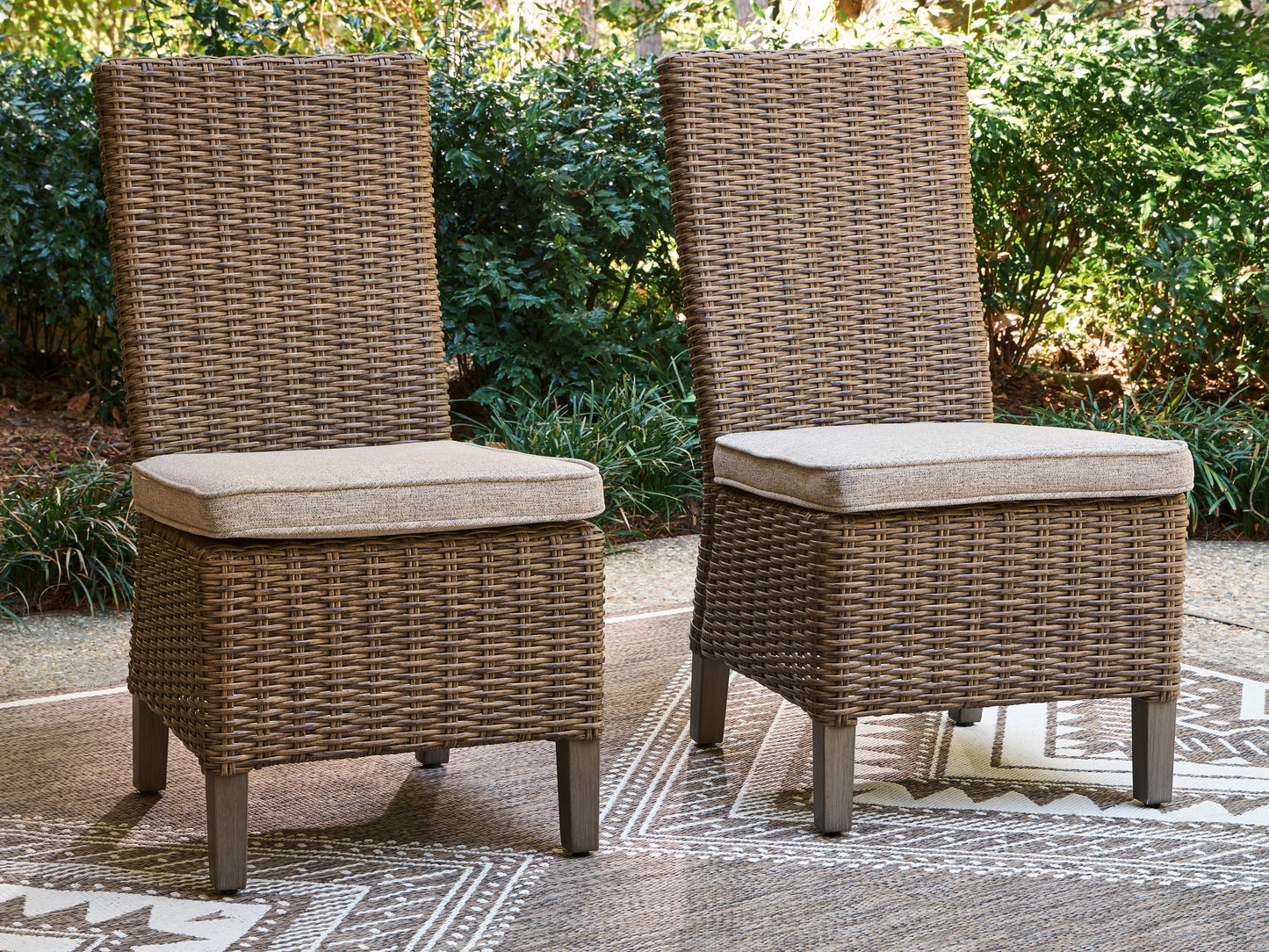 Orange Furniture Outlet - Ashley Furniture - Laguna Heights Outdoor - Side Chair with Cushion (Set of 2) / Beige - PCP790-601