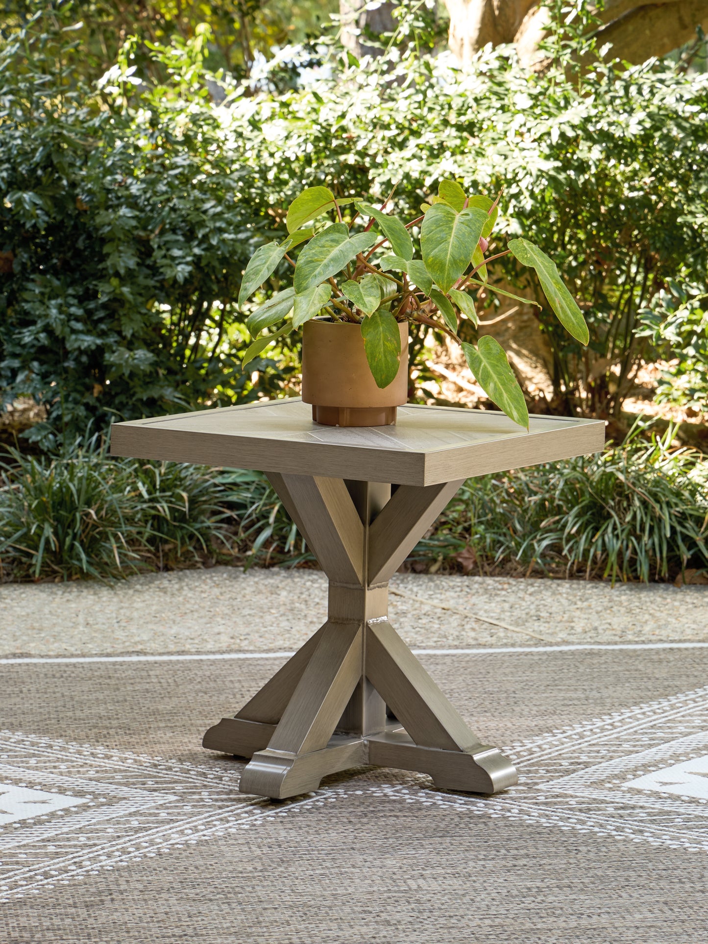 Orange Furniture Outlet - Ashley Furniture - Laguna Heights Outdoor - Square End Table / Beige - PCP790-702