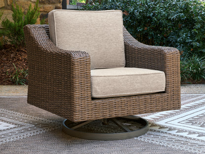 Orange Furniture Outlet - Ashley Furniture - Laguna Heights Outdoor - Swivel Lounge w/ Cushion / Beige - PCP790-821