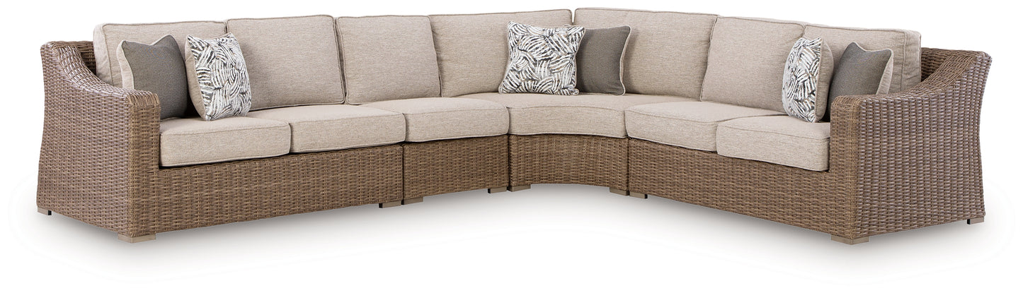 Orange Furniture Outlet - Ashley Furniture - Laguna Heights Outdoor - 4-Piece Outdoor Sectional / Beige - PCP790P2