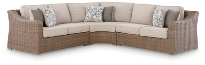Orange Furniture Outlet - Ashley Furniture - Laguna Heights Outdoor - 3-Piece Outdoor Sectional / Beige - PCP790P1