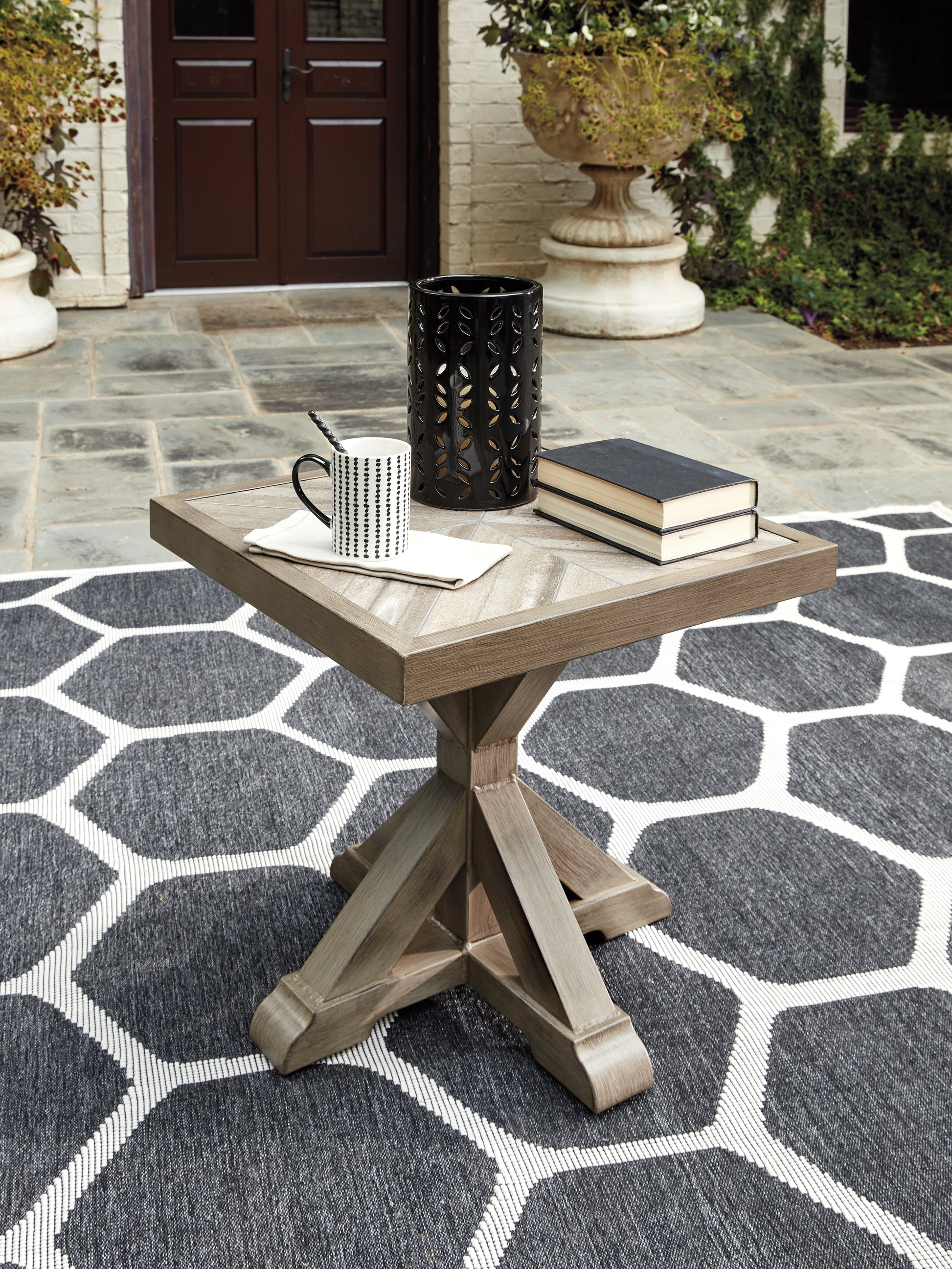 Orange Furniture Outlet - Ashley Furniture - Beachcroft Outdoor - Square End Table / Beige - P791-702