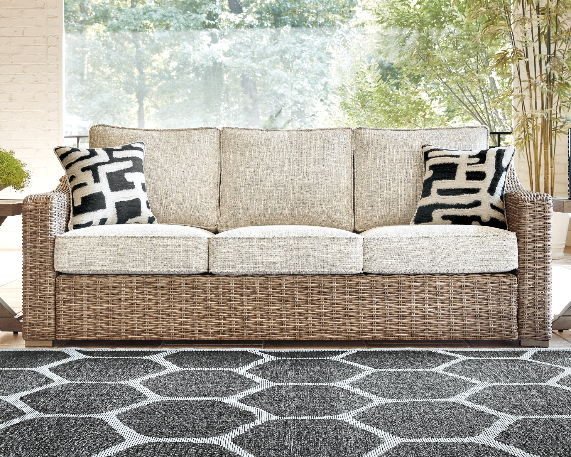 Orange Furniture Outlet - Ashley Furniture - Beachcroft Outdoor - Sofa with Cushion / Beige - P791-838
