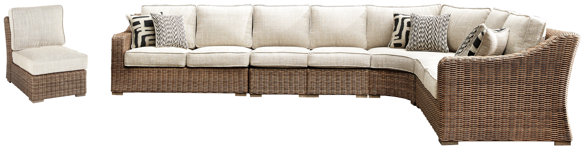 Orange Furniture Outlet - Ashley Furniture - Beachcroft Outdoor - 6-Piece Outdoor Seating Set / Beige - P791P11