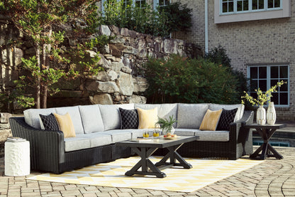 Orange Furniture Outlet - Ashley Furniture - Beachcroft Outdoor - 4-Piece Outdoor Sectional / Black/Light Gray - P792P2