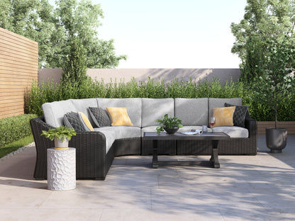Orange Furniture Outlet - Ashley Furniture - Beachcroft Outdoor - 5-Piece Outdoor Sectional / Black/Light Gray - P792P6