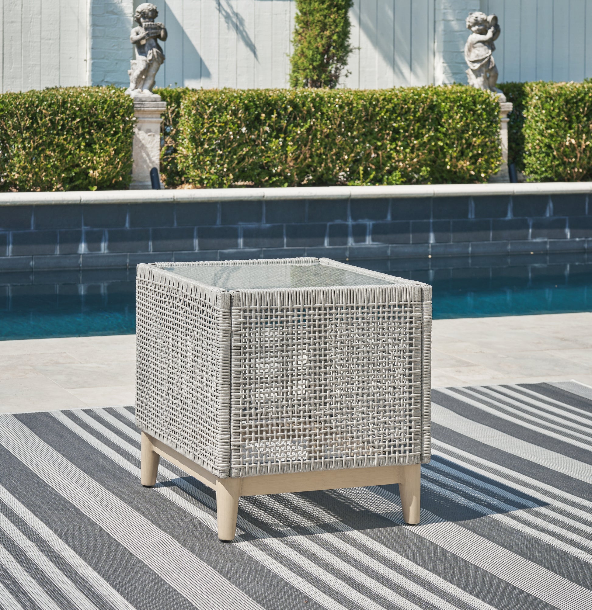 Orange Furniture Outlet - Ashley Furniture - Seton Creek Outdoor - Barstool with Cushion (Set of 2) / Beige/Gray - P798-130