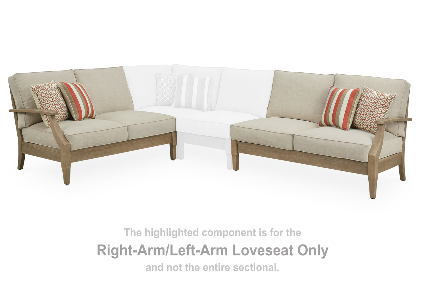 Orange Furniture Outlet - Ashley Furniture - Clare View Outdoor - RAF/LAF Loveseat w/CUSH (Set of 2) / Beige - P801-854