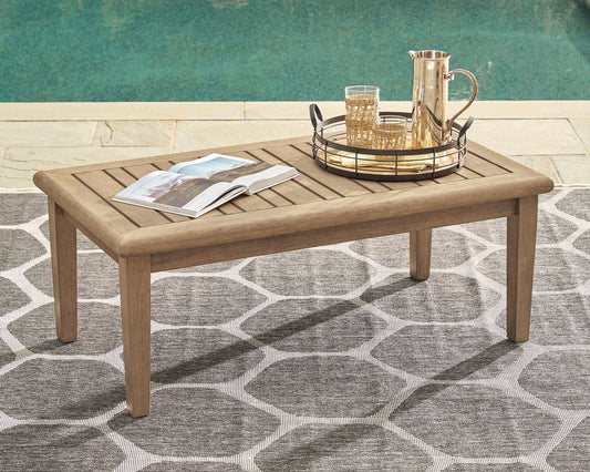 Orange Furniture Outlet - Ashley Furniture - Gerianne Outdoor - Rectangular Cocktail Table / Grayish Brown - P805-701