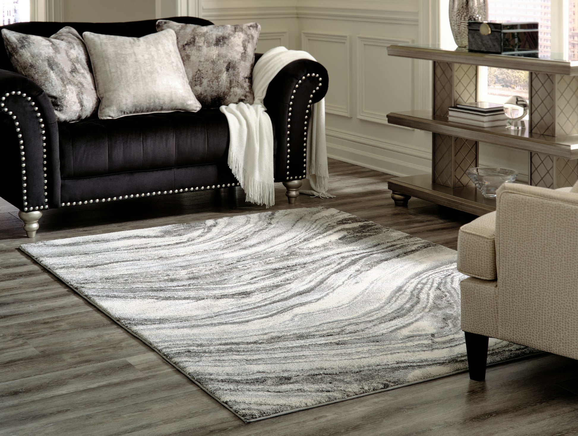 Orange Furniture Outlet - Ashley Furniture - Wysdale Rug - 5'3" x 7'3" Rug / Ivory/Gray - R404902