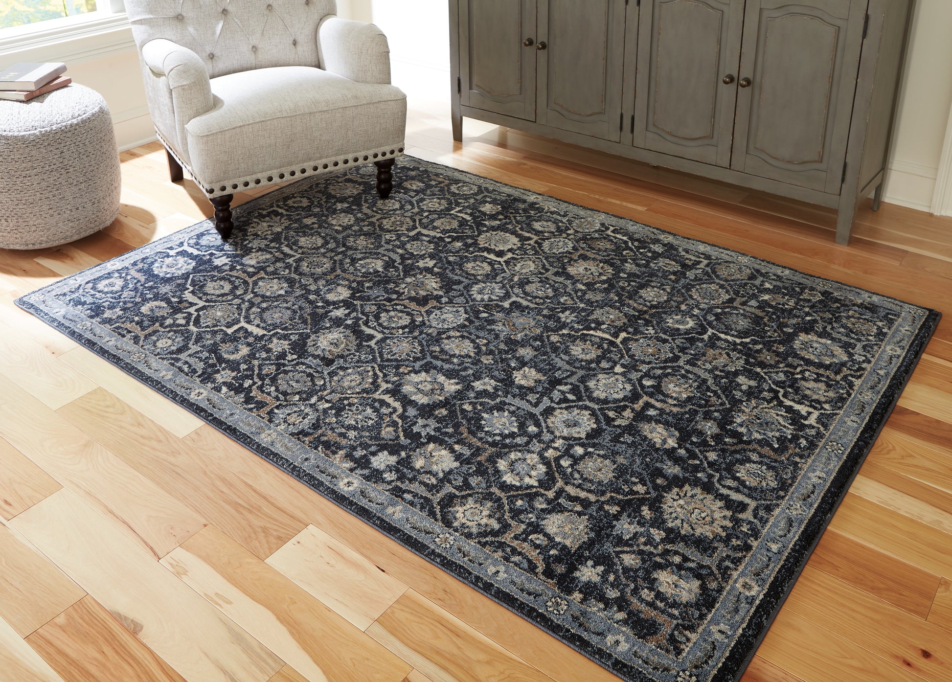 Orange Furniture Outlet - Ashley Furniture - Hilcott Rug - 5'3" x 7'3" Rug / Blue/Cream/Brown - R406112