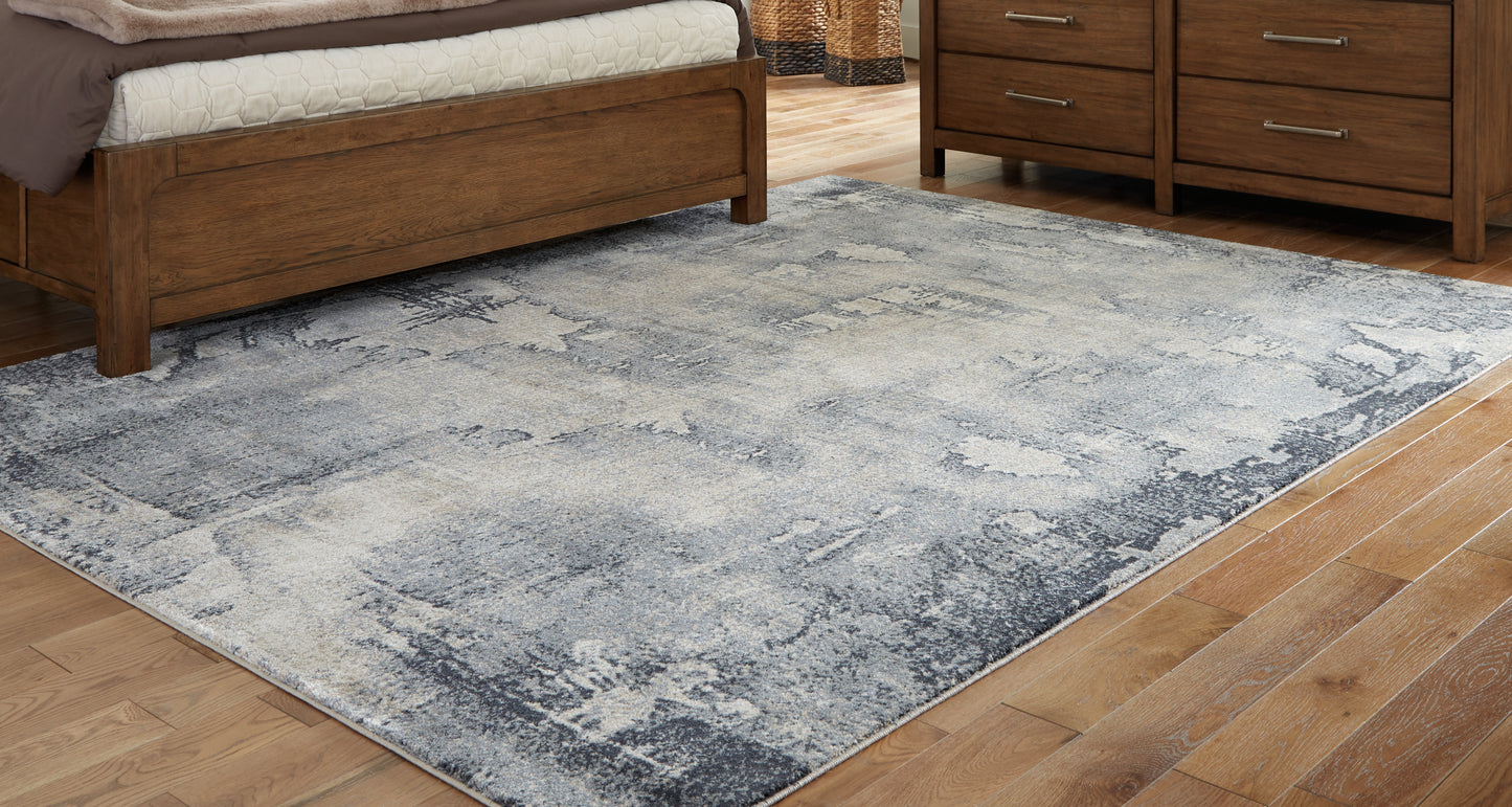 Orange Furniture Outlet - Ashley Furniture - Langrich Rug - 7'10" x 10'6" Rug / Blue/Gray/Cream - R406131