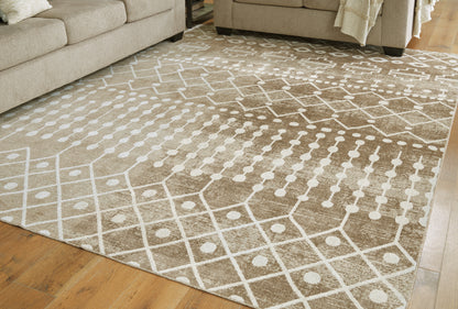 Orange Furniture Outlet - Ashley Furniture - Bunchly Rug - 4'11" x 7'2" Washable Rug / Tan/Brown/Cream - R406222