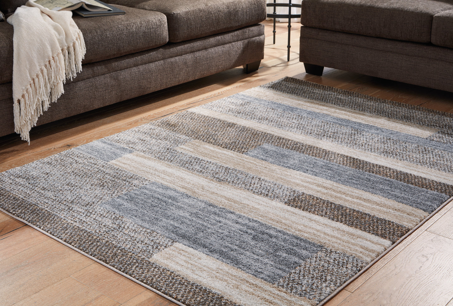 Orange Furniture Outlet - Ashley Furniture - Sethburn Rug - 8' x 10' Rug / Cream/Brown/Gray - R406591