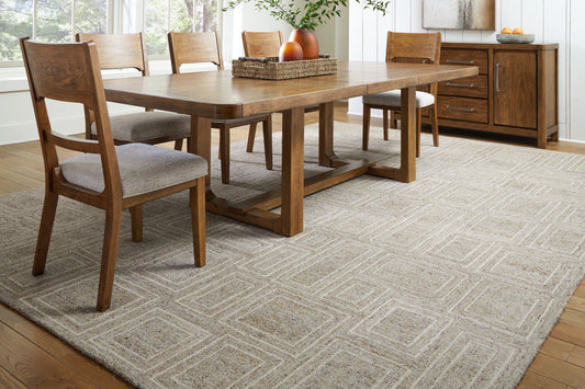 Orange Furniture Outlet - Ashley Furniture - Brickburgh Rug - 5' x 7' Rug / Gray/Ivory/Honey - R406902
