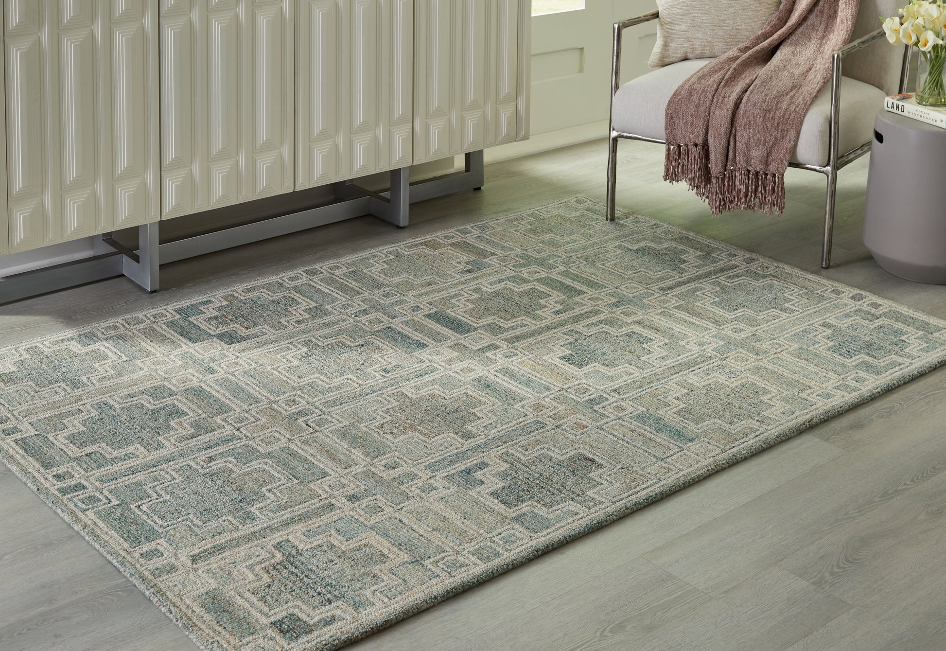 Orange Furniture Outlet - Ashley Furniture - Jossland Rug - 8' x 10' Rug / Green/Ivory - R406911