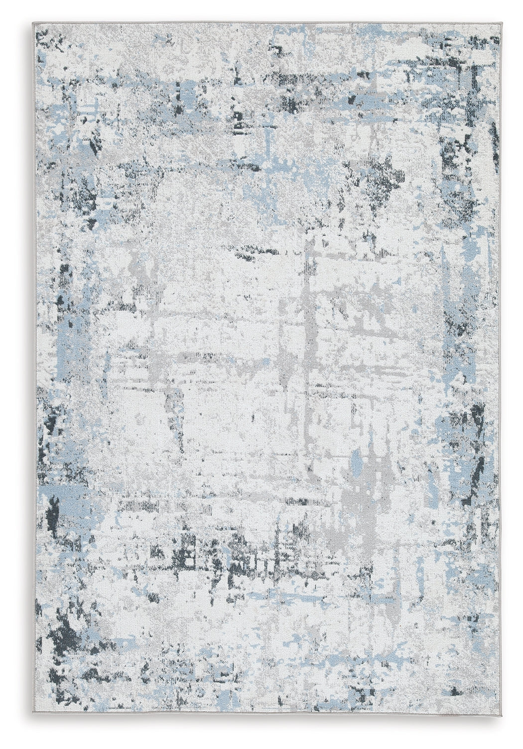 Orange Furniture Outlet - Ashley Furniture - Emertonly Rug - 5' x 7' Washable Rug / Blue/White/Gray - R406982