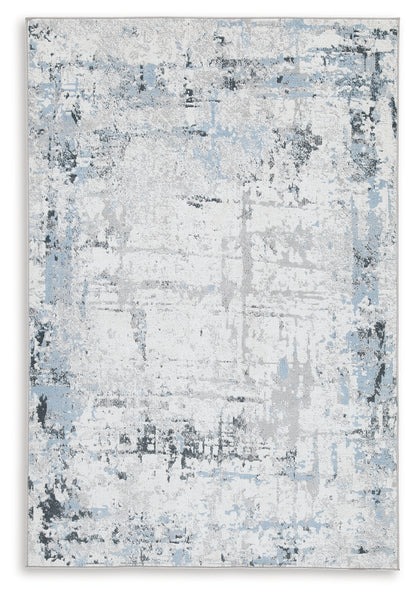 Orange Furniture Outlet - Ashley Furniture - Emertonly Rug - 5' x 7' Washable Rug / Blue/White/Gray - R406982