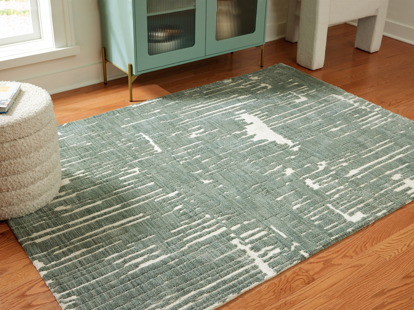 Orange Furniture Outlet - Ashley Furniture - Cayworth Rug - 8' x 10' Rug / Teal/White - R407091