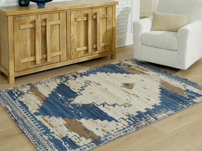 Orange Furniture Outlet - Ashley Furniture - Varnler Rug - 8' x 10' Rug / Blue/Brown/Tan - R407131