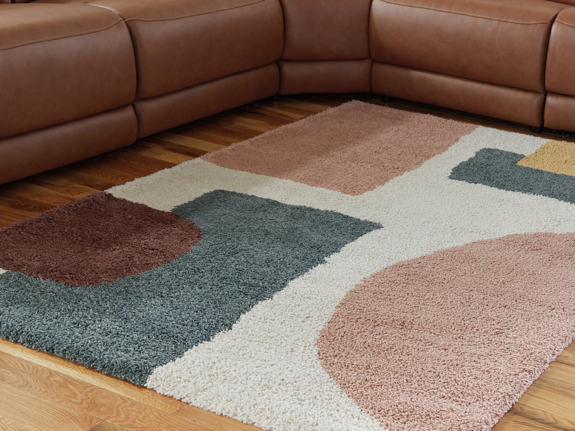 Orange Furniture Outlet - Ashley Furniture - Flynnwick Rug - 5' x 7' Rug / Cream/Pink/Gray - R407182